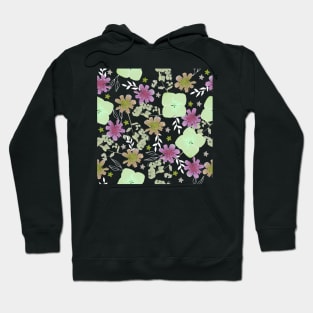 Pressed flowers green and lilac Hoodie